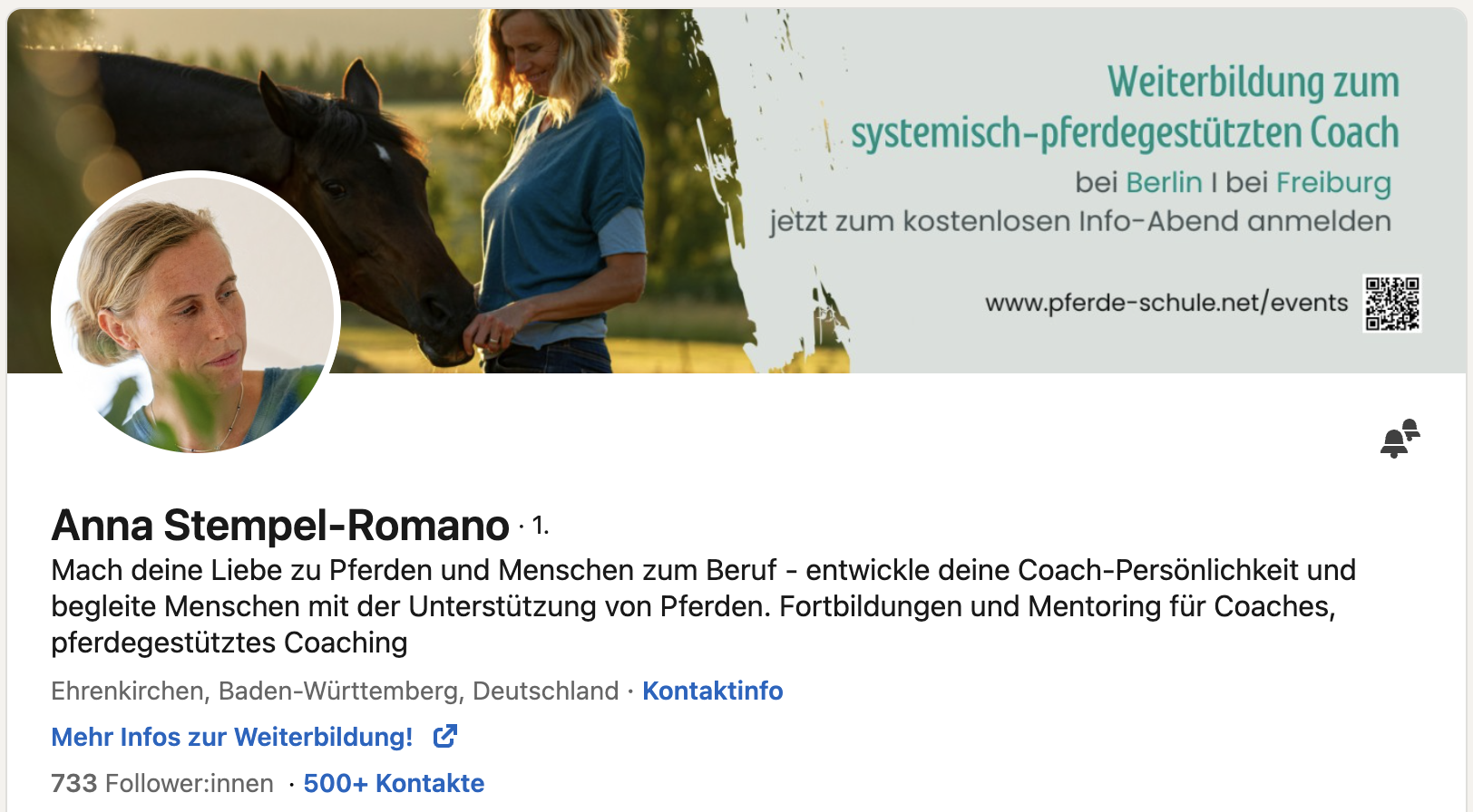 LinkedIn Profil mit voller Ausrichtung auf Wunschzielgruppe mit passender Bildsprache im Banner